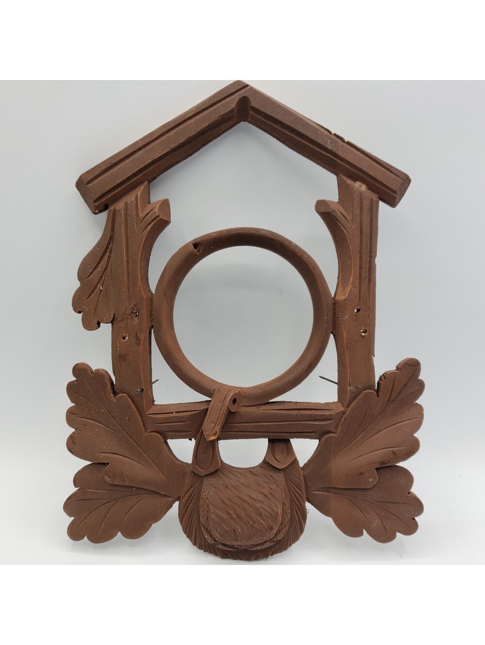 Vintage Wood Cuckoo Clock Front Parts Repair Trimming House Shape Fishing